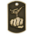 3-D Metal Dog Tag - Karate - Antique Bronze - 2" x 1-1/8"